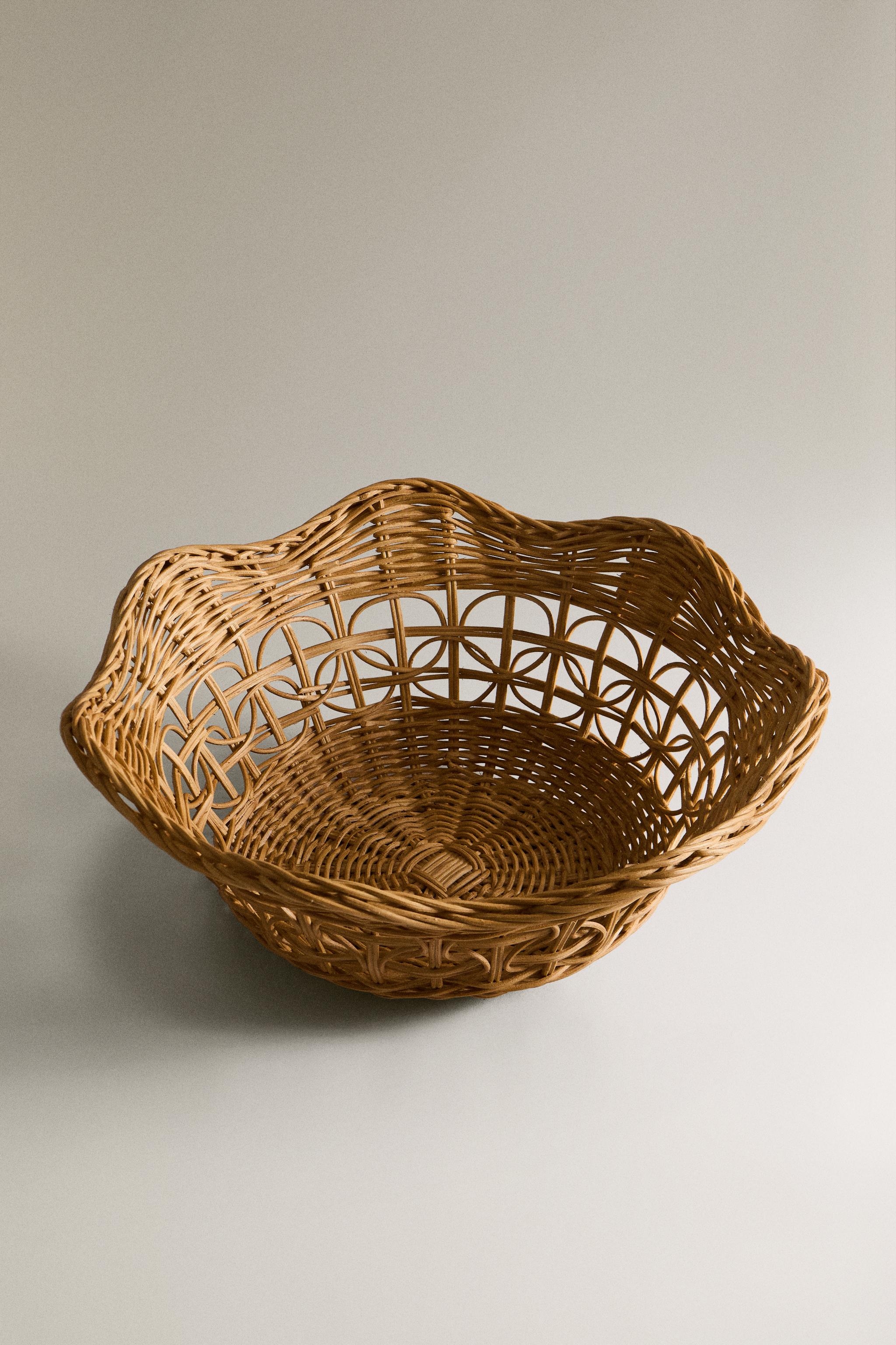 CORBEILLE ROTIN BORD AJOURÉ